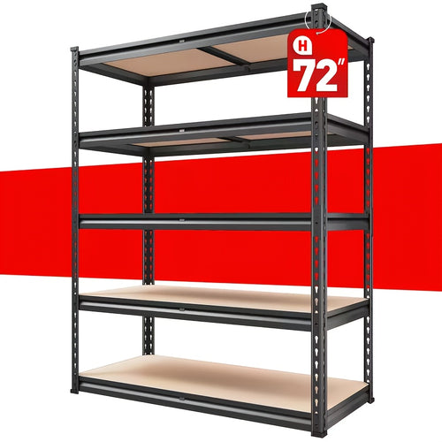 5-layer Steel Frame - Capacity 150-300kg, Suitable for Home, Office, Warehouse, Multi-functional Floor-standing Shelf with Durable Steel Frame, Durable and Easy to Assemble, Storage Rack, Multi-functional Shelf, Sturdy Structure, Storage Rack Storage