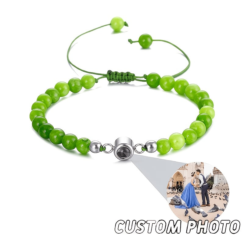 Customized Personalized Frosted Stone Photo Projection Bracelet, Customized Photo Projection Bracelet Festival Gifts