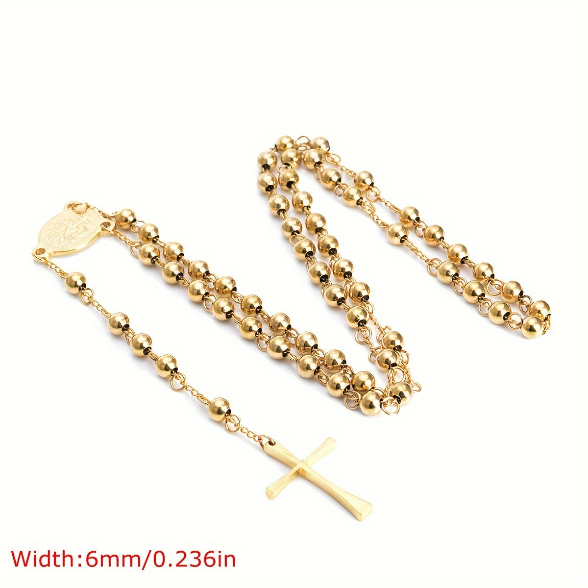 Elegant 304 Stainless Steel Rosary Necklace for Men and Women Rosary Cross Chain