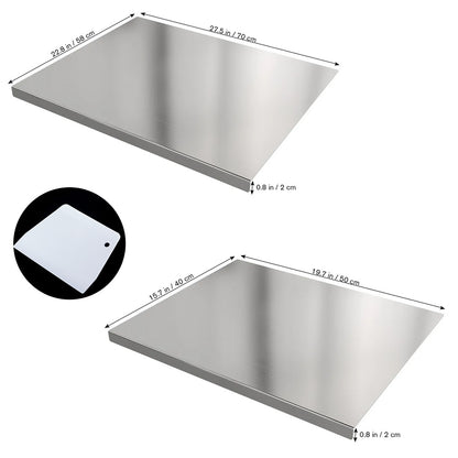 1PC 50*40cm/70*58cm Stainless Steel Chopping Board, Double-Sided Food Grade Stainless Steel, Smooth & Durable for Kitchen & Catering