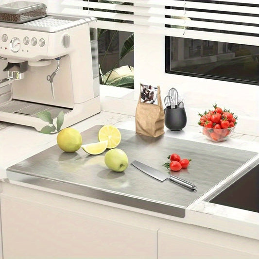 1pc of 304 Stainless Steel Cutting Board, Cutting Board with Folded Edges, Stainless Steel Cooked Food Board, Household Kitchen Kneading Board, Kitchen Supplies, Rolling Board, Multifunctional Cutting Board, Essential for Kitchen