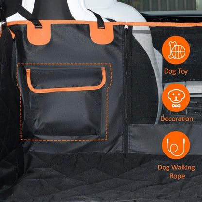 Dog Car Seat Cover Hammock for Back Seat with Mesh Window & Storage Pocket Waterproof Pet Car Bed Protector for Cars SUVs Trucks