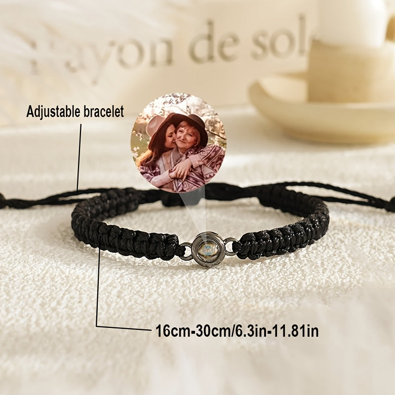 [Custom Photo Bracelet] Personalized Custom Photo Projection Bracelet | Hand-Woven Rope Unisex Bohemian Fashion Jewelry - Memorial Couple Bestie Gift for Birthday Anniversary Valentine's Day Christmas Father's Day