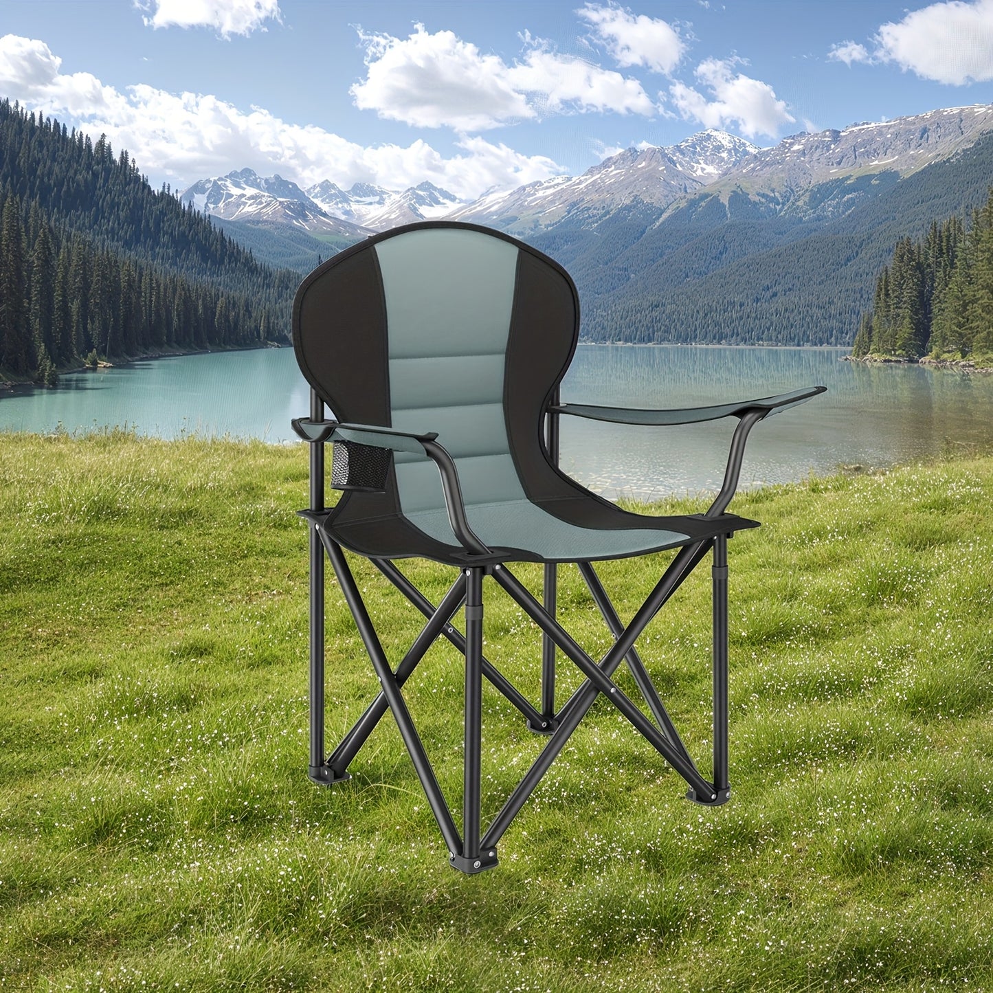 Portable Camping Chair Featuring a Cozy Sponge Seat, a Cup Holder, And a Robust Design, Supporting a Maximum Weight of 250 Kg