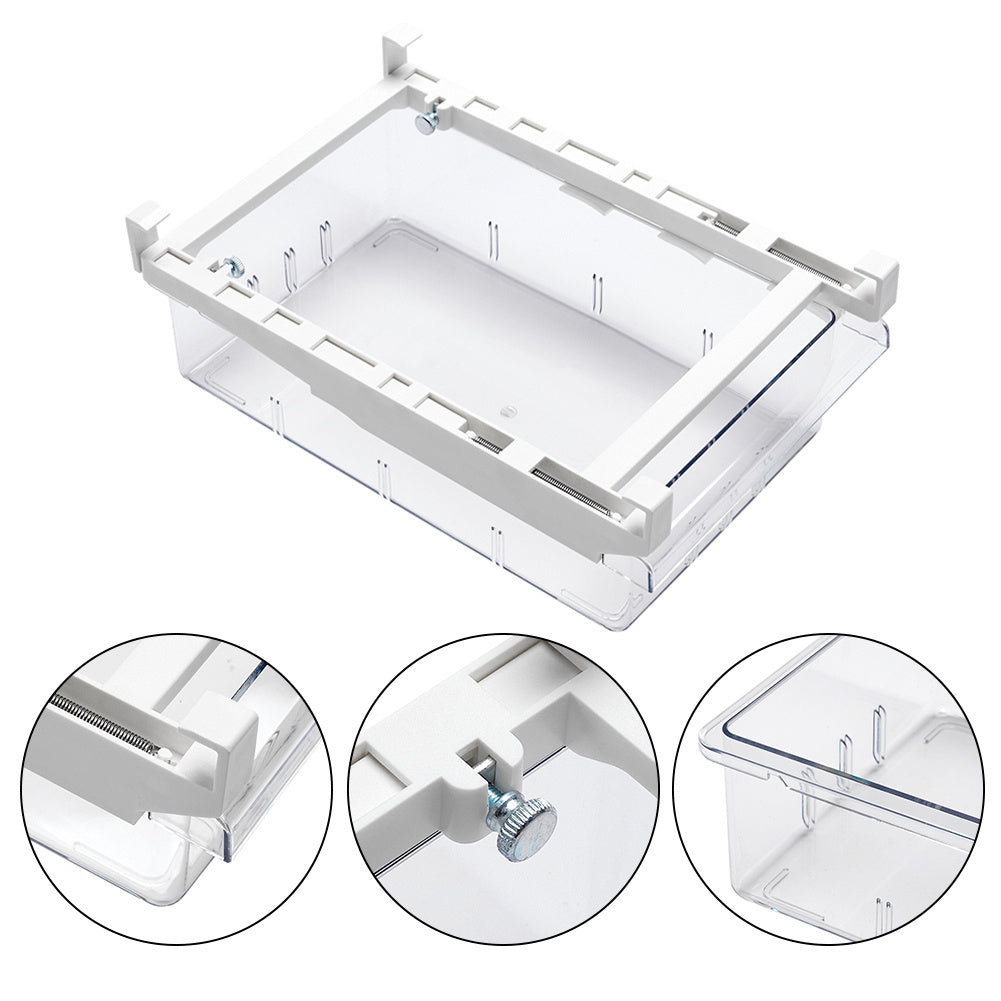 Fridge Organizer Pull Out Drawer Bins Fridge Shelf Refrigerator Holder Storage Box Home Organizer for Vegetables, Fruits, Snack, Rice, 30.5*20*9.5cm