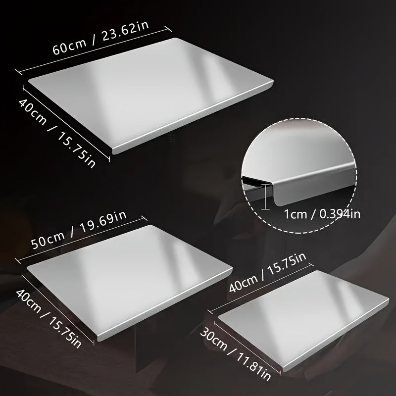 1pc of 304 Stainless Steel Cutting Board, Cutting Board with Folded Edges, Stainless Steel Cooked Food Board, Household Kitchen Kneading Board, Kitchen Supplies, Rolling Board, Multifunctional Cutting Board, Essential for Kitchen