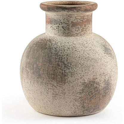 Ceramic Rustic Farmhouse Vase 6 Inch Terracotta Boho Flower Vase Decorative for Dried Flowers Home Decor Living Room Table Shelf Mantel Decoration (D5 x H6 inch)