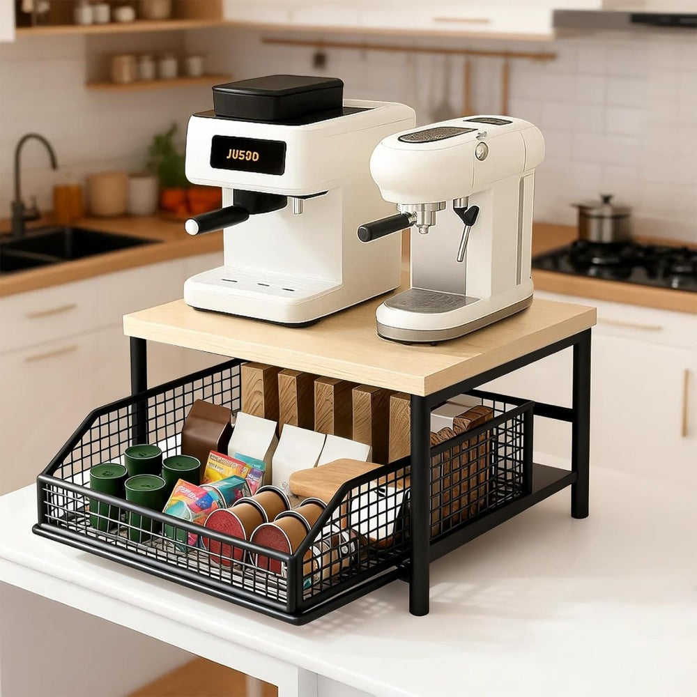 Two-Tier Metal Kitchen Countertop Organiser with Drawers - product view 17