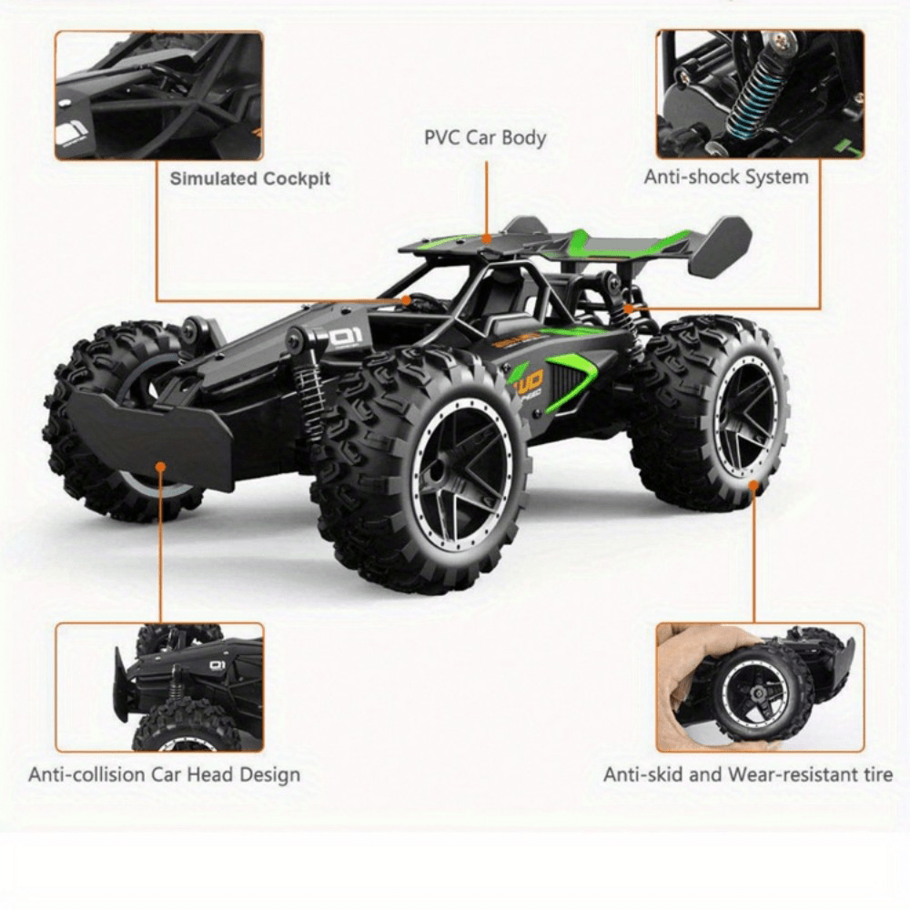 All-Terrain RC SUV Toy Car|Remote Control Racing Car - 2.4GHz Wireless Remote, 2-Wheel Drive, Anti-Shock System, Durable PVC Body & Anti-Skid Tires - Perfect for Off-Road, Sand, Grass & Indoor Play（Battery not Included）