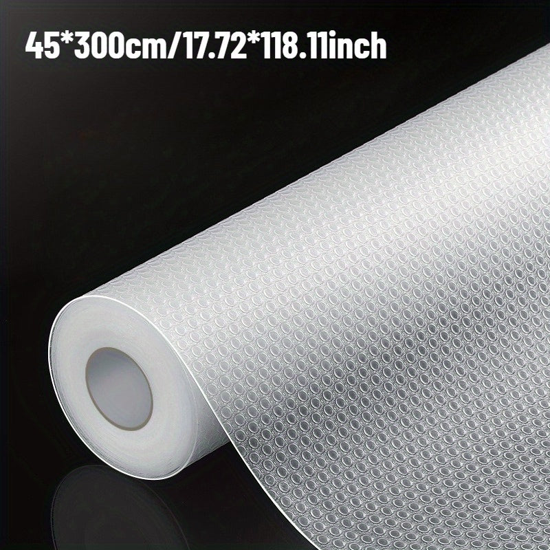 45X300Cm Large Roll EVA Transparent Anti Slip Drawer Mat, Kitchen And Bathroom Anti Oil And Anti Slip Mat, DIY Cutting Self-Adhesive Backing, Refrigerator Bookshelf Storage Mat, Furniture Protection Anti Scratch Mat, Easy to Clean And Washable, Versatile