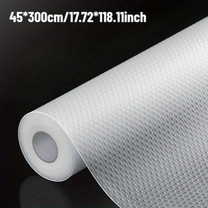 45X300Cm Large Roll EVA Transparent Anti Slip Drawer Mat, Kitchen And Bathroom Anti Oil And Anti Slip Mat, DIY Cutting Self-Adhesive Backing, Refrigerator Bookshelf Storage Mat, Furniture Protection Anti Scratch Mat, Easy to Clean And Washable, Versatile