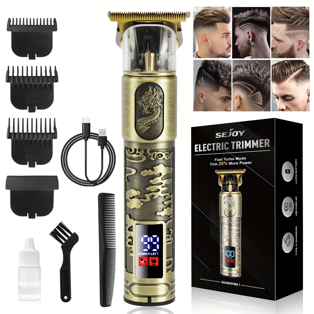 Hair Clippers for Men, Professional Hair Trimmer Barber Cordless Zero Gapped Hair Clippers with LCD Display, Mens Gifts Beard Trimmer T Liners Shavers Edgers Clipper for Hair Cutting - Golden, Valentine's Day, Gift for Men