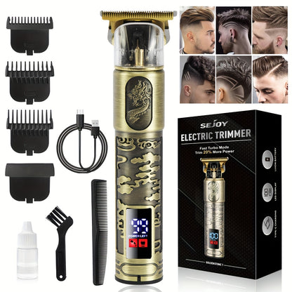 Hair Clippers for Men, Professional Hair Trimmer Barber Cordless Zero Gapped Hair Clippers with LCD Display, Mens Gifts Beard Trimmer T Liners Shavers Edgers Clipper for Hair Cutting - Golden, Valentine's Day, Gift for Men