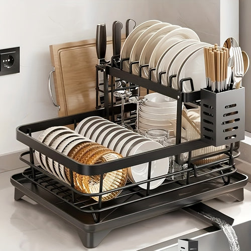 Two-Tier Multifunctional Dish Rack for Storing Bowls And Plates