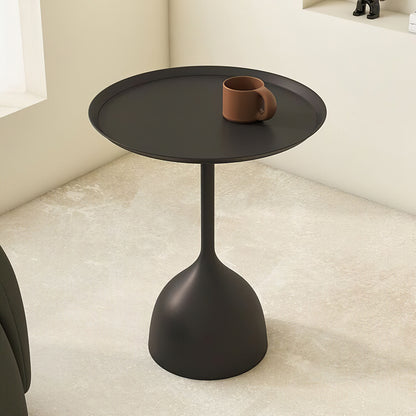 Dia.39cm Metal Round Coffee Table Outdoor Garden Table for Garden Terrace Balcony Living Room Black