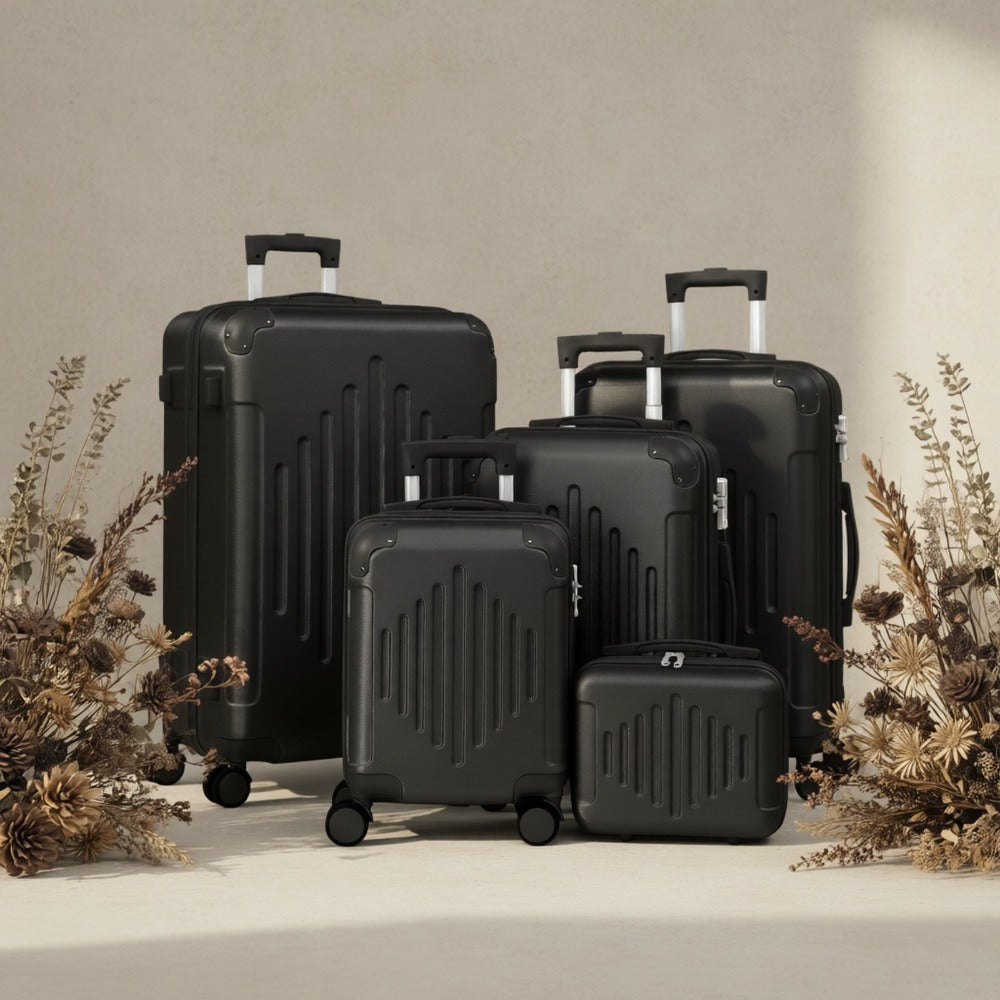 5-Piece Hard Shell Spinner Luggage Set for Family & Group Travel – 12 16 20 24 28 Inch Lightweight Suitcases with Carry-On | 5 Colours | Free UK Delivery