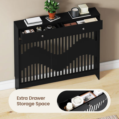 Modern White MDF Wood Radiator Cover with Drawers - Contemporary Style, Great Choice for Living Room, Bedroom, Hallway, Suitable for Placing Decorative Items and Storing Small Objects.
