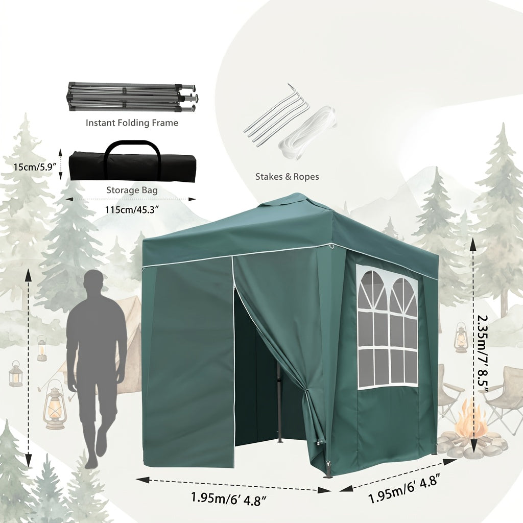 2x2m/3x3m Folding Garden Carport with Sidewalls, Heavy Duty Outdoor Canopy Tent with 3 Height Settings, UV50 for Car, Truck, Boat, Bike, Temporary And Removable(Grey, Green, Blue, Beige)