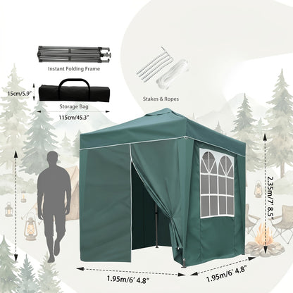 2x2m/3x3m Folding Garden Carport with Sidewalls, Heavy Duty Outdoor Canopy Tent with 3 Height Settings, UV50 for Car, Truck, Boat, Bike, Temporary And Removable(Grey, Green, Blue, Beige)