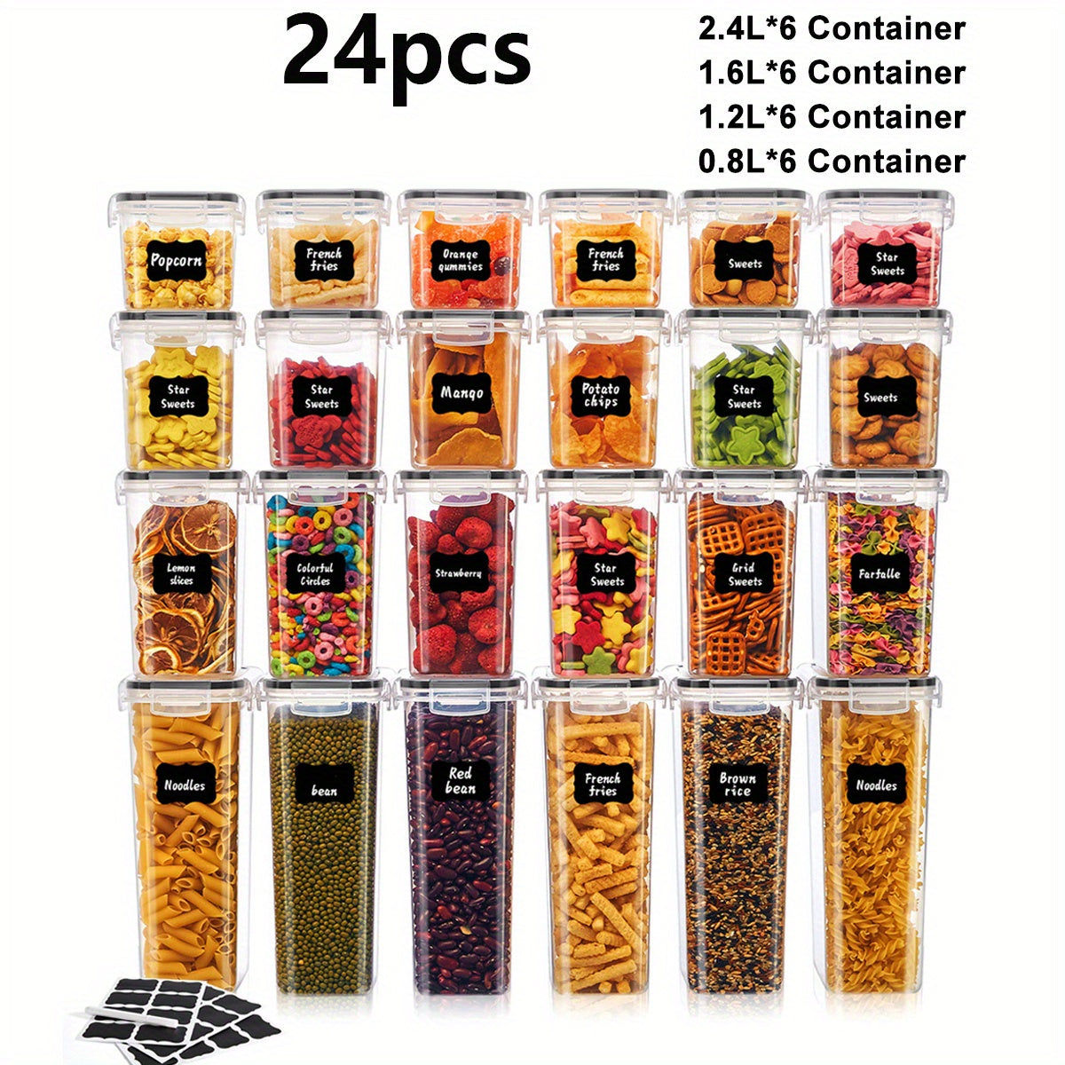 84/20/14pcs Food Storage Tanks, (84/20/14 Jars And 84/20/14 LIDS) Kitchen Storage Boxes, Food Organization, Plastic Can Sets, Suitable for Grains, Pasta, Flour And Sugar, Food Preservation Boxes, Made of And Healthy Materials