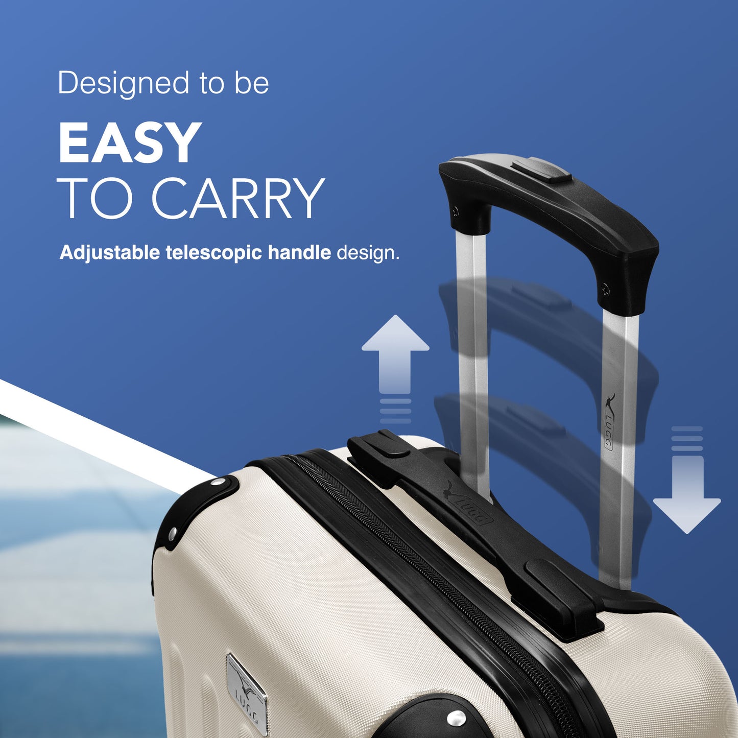 LUGG Skywander 15 Inch (45x34x20cm) Lightweight Underseat Cabin Bag EasyJet Approved Carry-On Suitcase, Durable ABS Hard Shell, Smooth Double Spinner Wheels, Water Resistant & Compact Travel Luggage (45x34x20cm)