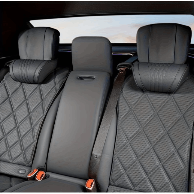 Luxury Car Neck Pillow, Nappa Headrest, Neck Support Pillow, Comfortable and Breathable, Neck Support, Exquisite Embroidery, All-Season Use, Car Interior Decoration Accessory