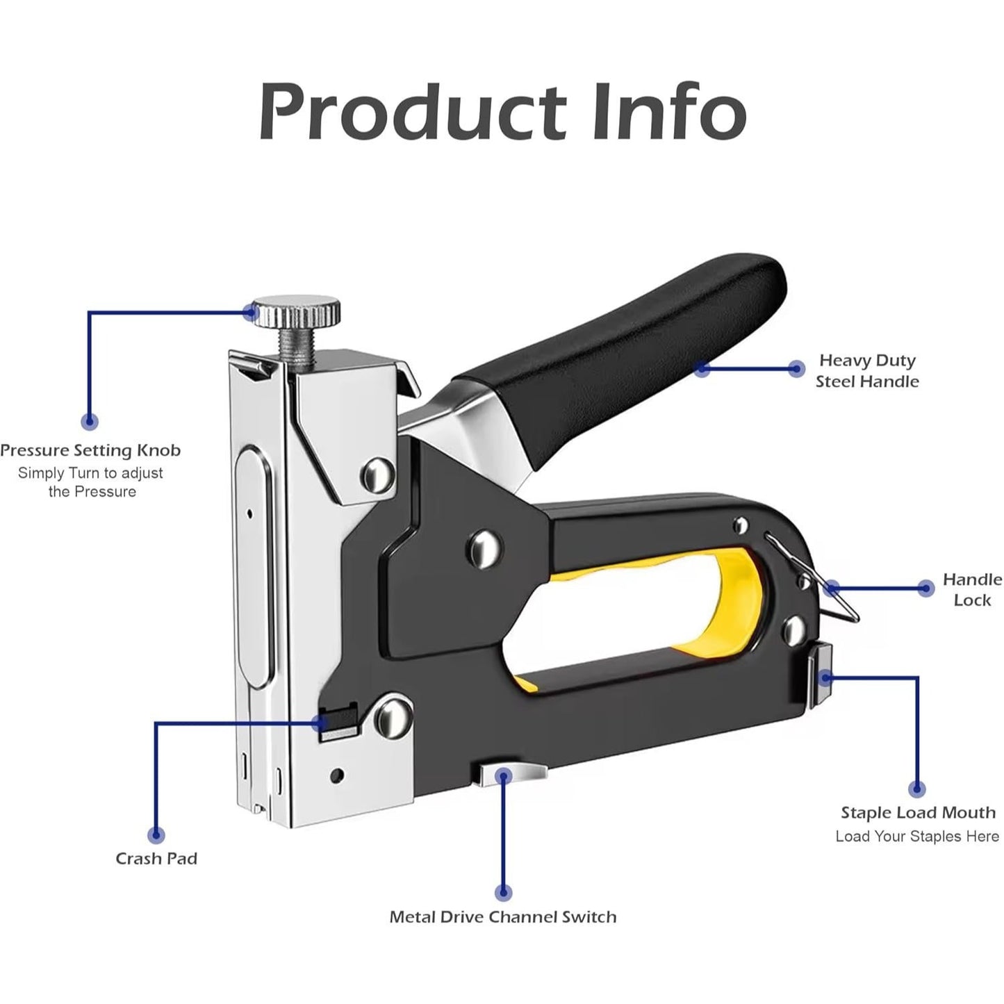1pc Four-In-One Heavy-Duty Nailing Machine, Stapler, Shooting Nailer, Manual Nailer, Nailer, Which Can Be Used to Install T-Nails, U-Nails, I-Nails, And N-Nails, Suitable for Home Decoration Furniture Woodworking Etc