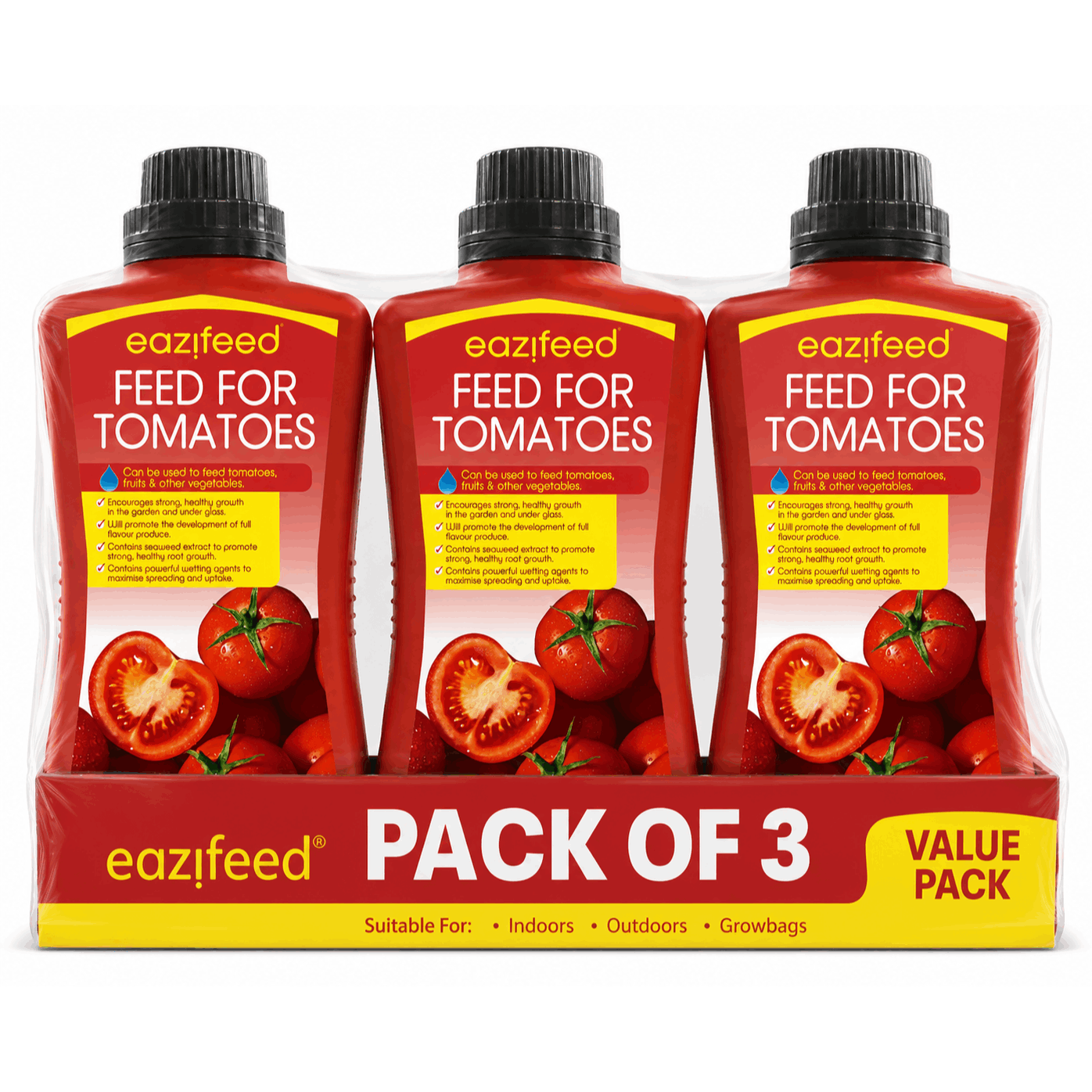 3x Eazifeed Multipurpose Tomato Plant Feed 500ml Liquid Plant Food for Tomatoes Fruits Vegetables Indoor Outdoor Garden Grow Bags