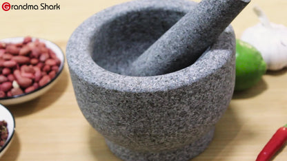 Mortar and Pestle Set, 14 cm Diameter Large Capacity Hard Granite Mortar, Premium Solid Granite Stone (1410cm, Single Pestle)