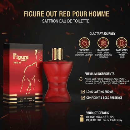 Figure Out Red Men's Perfume EDT 100ml – Dynamic & Energizing Aromatic Spicy Fragrance for Him – Long-Lasting Masculine Perfume Spray – Invigorating Scent for Active Lifestyles, Sport, & Everyday Confidence – Premium Quality Designer Inspired Aroma – Unle