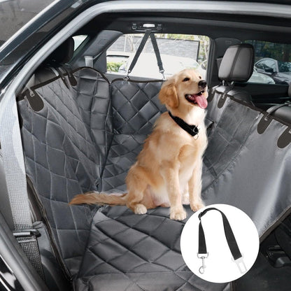 Dog Car Seat Cover Hammock for Back Seat with Mesh Window & Storage Pocket Waterproof Pet Car Bed Protector for Cars SUVs Trucks