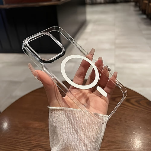 Phone Case - High-End See-Through Magnetic Shock-Resistant Case with Lens Guard And Wireless Charging Compatibility for Iphone 11 Through 17 Pro Max, Suitable for Both Men And Women