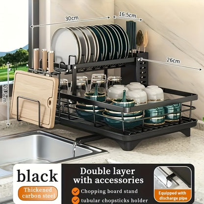 Two-Tier Multifunctional Dish Rack for Storing Bowls And Plates