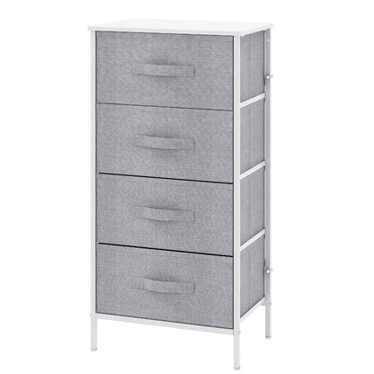 4-Drawer Tall Dresser Storage Cabinet with MDF Wood Top & Metal Frame – Freestanding Vertical Tower Chest of Drawers for Bedroom Living Room 68cm Height 6 Colours