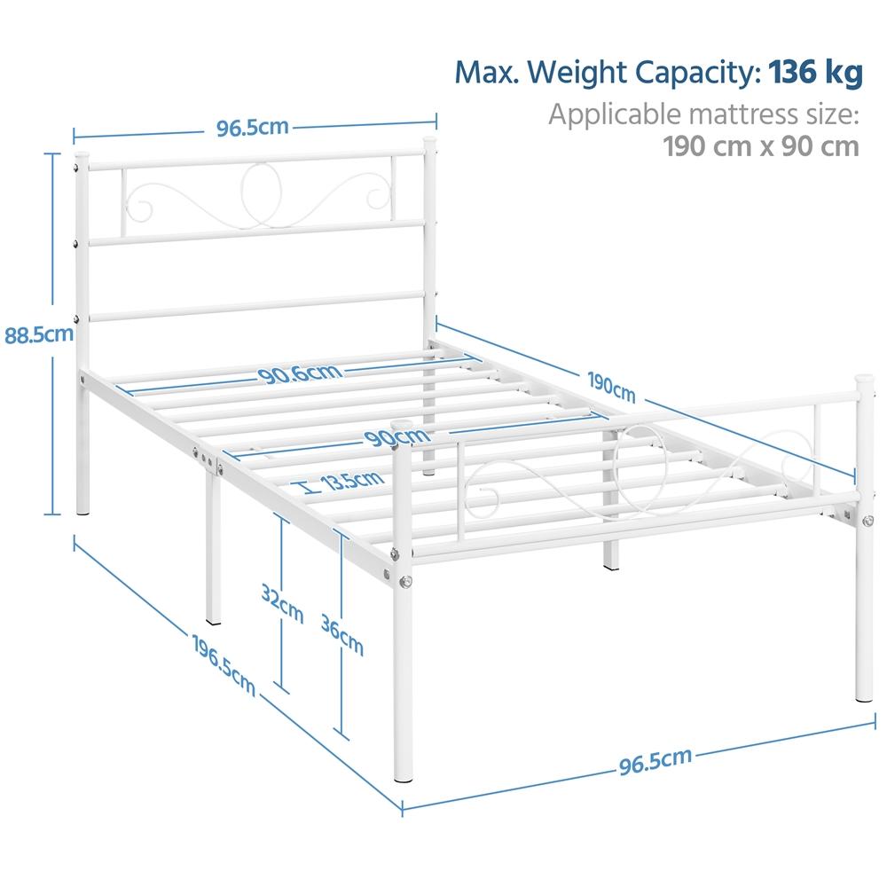 Costoffs Metal Platform Bed, Metal Bed Base, Metal Bed Frame with Scroll Design Headboard and Footboard, Mattress Foundation, Easy Assembly Bed, Bedroom Furniture, Metal-Framed Bed Base with Storage, Black/White/Pink