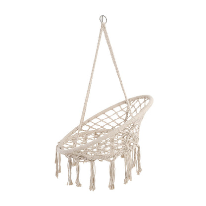 Balcony Rocking Chair, Courtyard Woven Hanging Basket, Hanging Cotton Rope Iron Ring Hanging Chair, Suitable for Indoor, Outdoor, Home, Balcony, Courtyard, Garden, Maximum Load Capacity: 200kg, Material: Iron Ring, Cotton Rope (No Include Cushion)