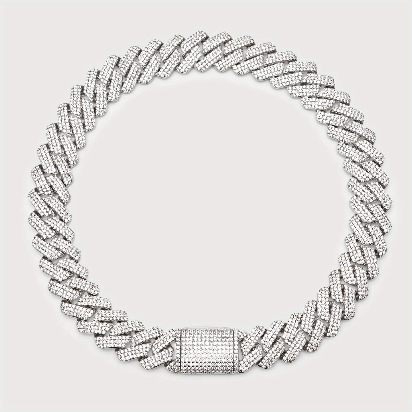 1pc Men'S Iced Out Men'S Chain, 20MM Miami Cuban Links 20Mm Flip Clasp Triple Row Synthetic Synthetic Zircon Rhombus Cuban Chain Chunky Hip Hop Necklace Miami Cuban Chain Men'S Necklace