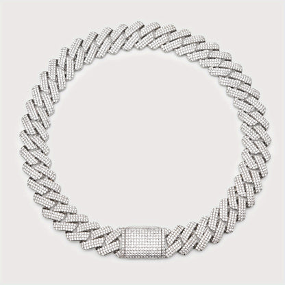 1pc Men'S Iced Out Men'S Chain, 20MM Miami Cuban Links 20Mm Flip Clasp Triple Row Synthetic Synthetic Zircon Rhombus Cuban Chain Chunky Hip Hop Necklace Miami Cuban Chain Men'S Necklace
