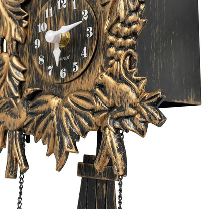 Cuckoo Clock Wall Battery Operated Pendulum – Vintage Chiming Bird Flapping Volume Adjustable – Black Forest Style Wall Clock for Living Room Office Home Décor