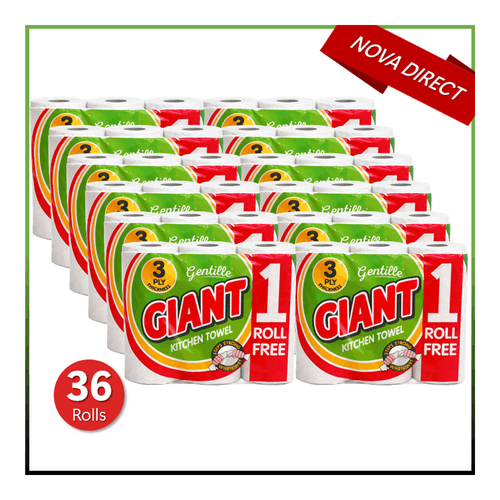 Gentille Giant 3 Ply Thickness Paper Towel | Extra Strong, Absorbent, Tough, Durable Kitchen Roll | Multipurpose Bulk Pack (36)
