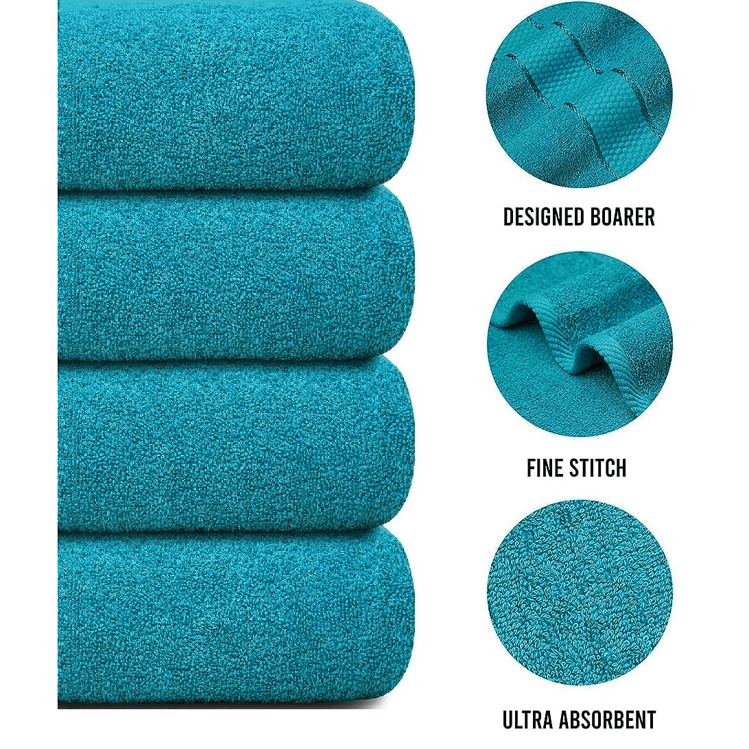 4 X Large Jumbo Bath Towels 100% Egyptian Cotton -75 x 150 cm- Soft Quick Dry Hotel Spa Big Bathroom Towels Set