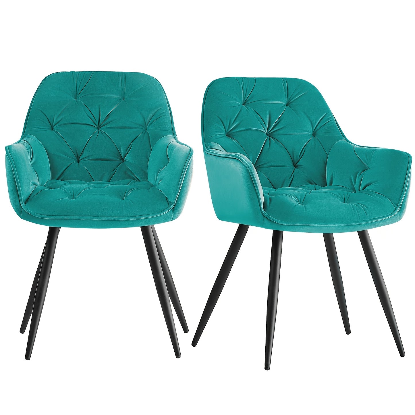 Velvet Padded Dining Chair with Metal Legs & Armrest - Upholstered Tub Chair for Kitchen, Living Room, Bedroom & Office, 15 Colours, UK Stock