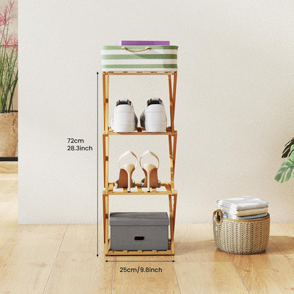 Space-Saving Bamboo Shoe Rack - Vertical Narrow Foldable 4-8 Layer Shoe Rack, Multi-Layer Design Free Installation Retractable Shoe Rack, Small Narrow Doorway Home, Multi-layer Simple Shoe Cabinet Portable Shoe Rack Organizer, Long Shoe Rack, Rack Shoes,