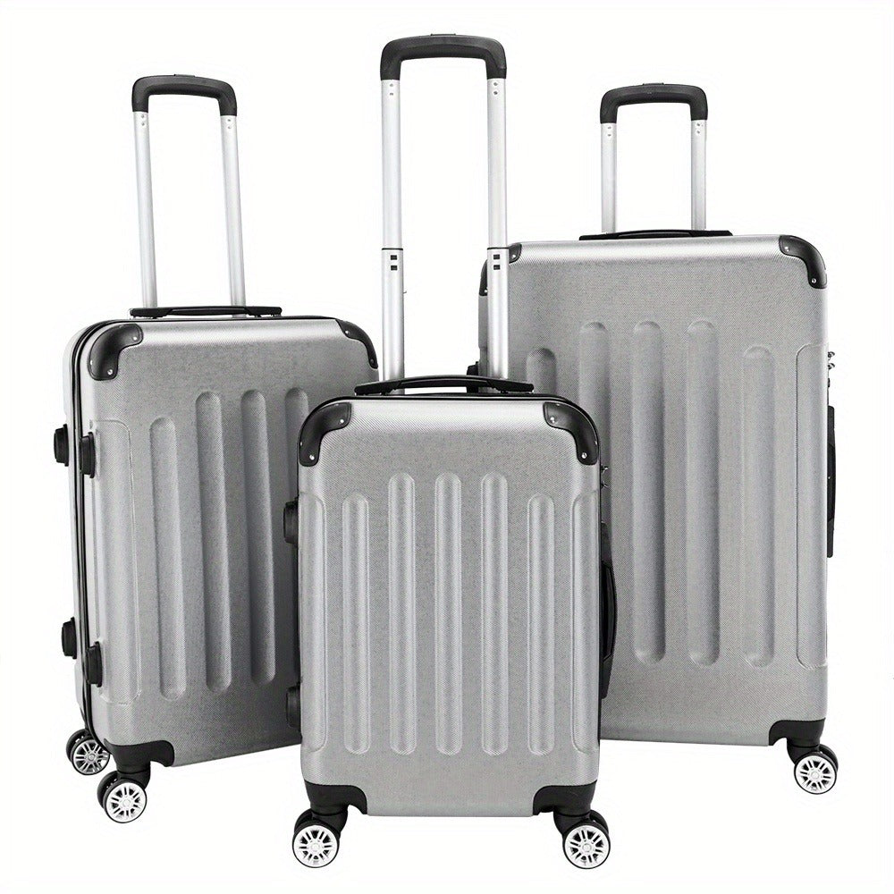 3 Piece ABS Suitcase Set Lightweight Hard Shell Carry-On Hand Luggage Trolley Case 4 Spinner Wheels Travel Set Blue Black Grey Red