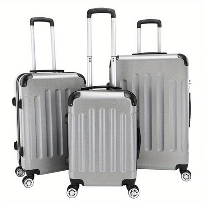 3 Piece ABS Suitcase Set Lightweight Hard Shell Carry-On Hand Luggage Trolley Case 4 Spinner Wheels Travel Set Blue Black Grey Red