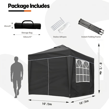 2x2m/3x3m Folding Garden Carport with Sidewalls, Heavy Duty Outdoor Canopy Tent with 3 Height Settings, UV50 for Car, Truck, Boat, Bike, Temporary And Removable(Grey, Green, Blue, Beige)