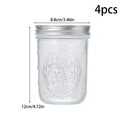Round Wide-Mouth Mason Jar, Glass Sealed Jar with Lid, 550ml (18.6oz) Large Capacity Storage Container, Perfect for Canning, Juices, and Jams