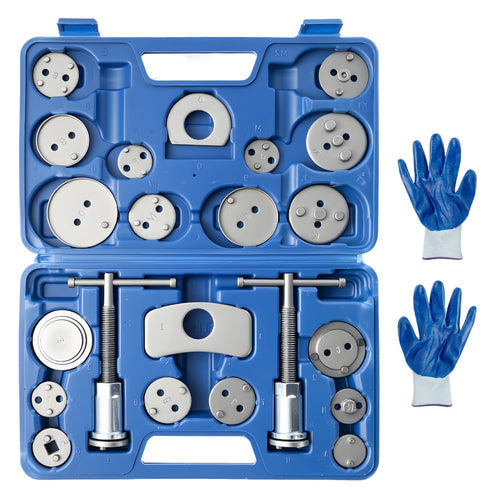 22pcs Brake Caliper Rewind Tool Kit Universal Disc Brake Piston Wind Back Tool Set for Cars Trucks & SUVs Heavy-Duty Caliper Compression Tool for Front & Rear Brake Pad Replacement