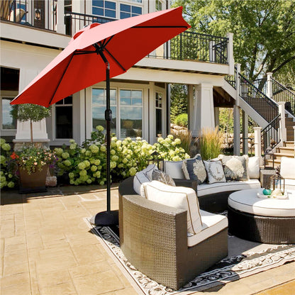 Costoffs Patio Umbrella Outdoor, 2.3m Market Umbrella Parasol Umbrella with Crank/Tilt/6 Ribs, Garden Table Umbrella for Patio, Deck, Backyard, Pool & Beach