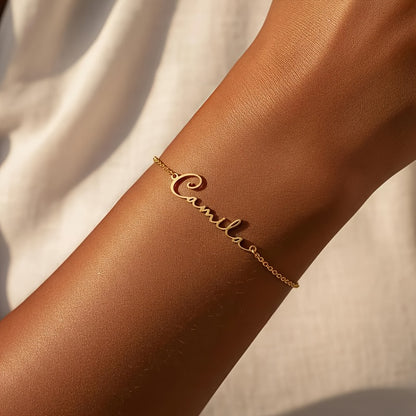 [Customized] Customized Laser-Cut Name Bracelet, 304 Stainless Steel Name Bracelet, Exquisite And Easy Popular Bracelet Additions Jewelry Gifts, Personalized Jewelry, Suitable for Daily Holiday Party Birthday Gifts Additions Bracelet